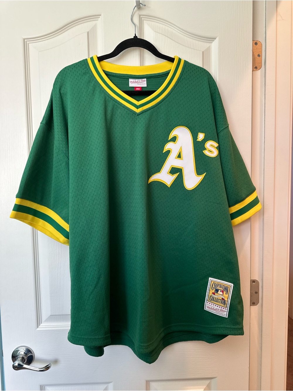 Rickey Henderson Mitchell & Ness Oakland A’s #24 Green and Yellow Mesh Jersey